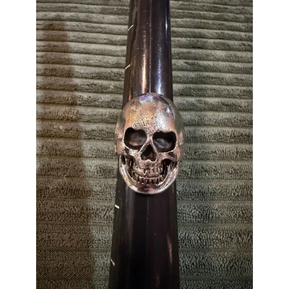 Gothic Skull Ring Silver Tone Punk Biker Statement Ring Size:‎ 9.75